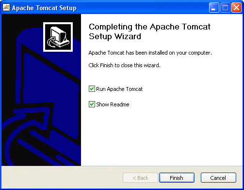 Completing the Apache Tomcat Setup Wizard