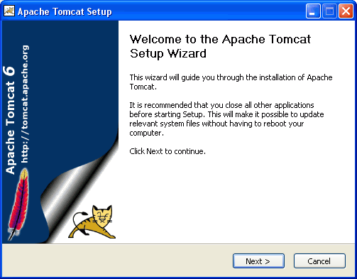 Welcome to the Apache Tomcat Setup Wizard