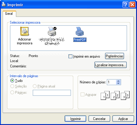 Imprimir: impressora FreePDF XP