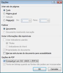Miniatura: Microsoft Office 2007, PDF Opções, ISO 19005-1